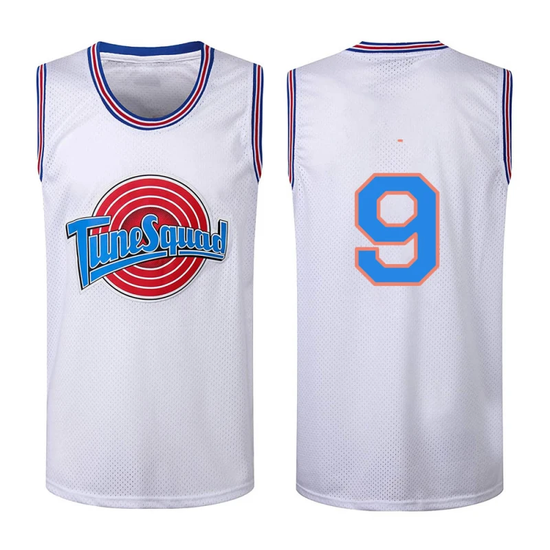 Space Jam Tune Squad Logo Sylvester #9 White Basketball Jersey